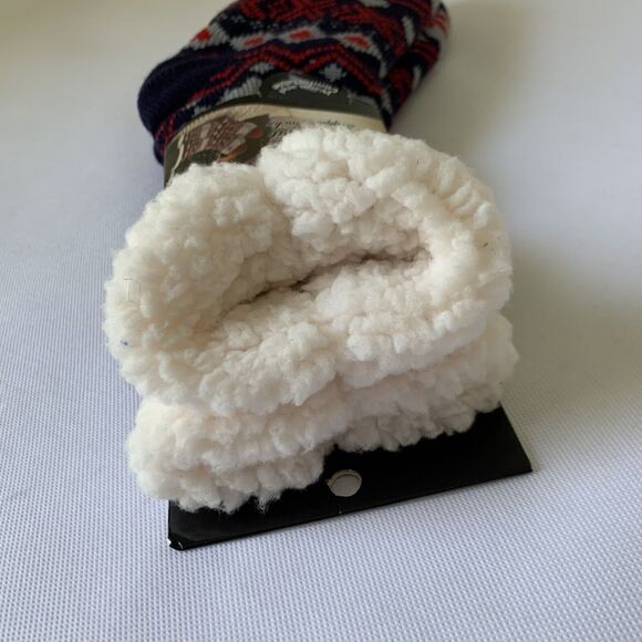 Mirabean Thermal Knit Slipper Sock One Size Blue Red Fleece 4.7 TOG Warm Gripper - Picture 6 of 6